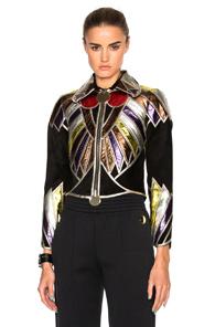 Givenchy Suede Embroidered Patchwork Jacket In Black,abstract