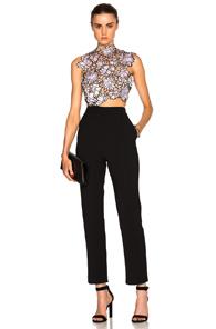Self-portrait Lilac Lace Jumpsuit In Black,floral
