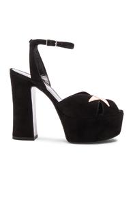 Saint Laurent Candy Platform Suede & Metallic Leather Heels In Black,metallics