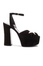 Saint Laurent Candy Platform Suede & Metallic Leather Heels In Black,metallics