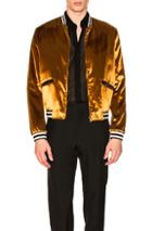 Saint Laurent Velvet Bomber Jacket In Black,orange