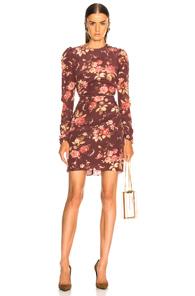 Zimmermann Unbridled Draped Mini Dress In Floral,purple