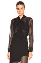 Prabal Gurung Embroidered Bow Blouse In Black