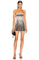 Attico Ludmilla Fringe Beaded Mini Dress In Black,metallic,white