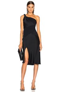 Versace One Shoulder Midi Dress In Blue