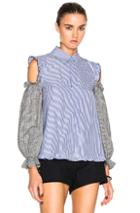Sandy Liang Delano Top In Blue,stripes,checkered & Plaid