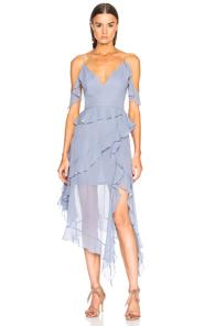 Nicholas Asymmetric Frill Dress In Blue