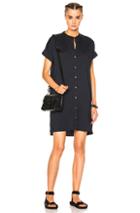 James Perse Rolled Sleeve Shirt Dress In Blue
