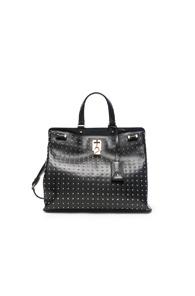 Valentino Studded Piper Handle Bag In Black
