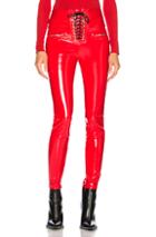 Unravel Latex Lace Up Seam Pants In Red