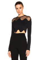 David Koma Shoulder Net Crop Top In Black