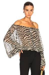 Nili Lotan Roxie Blouse In Animal Print,gray