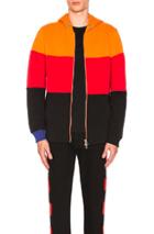 Givenchy Color Block Zip Up Hoodie In Black,orange,red,stripes
