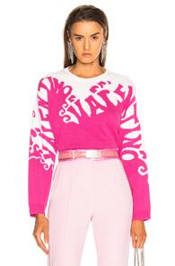 Valentino Logo Waves Sweater In Abstract,pink,white