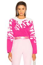 Valentino Logo Waves Sweater In Abstract,pink,white