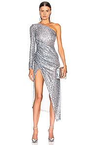 Galvan Paillette Mamounia Dress In Metallic