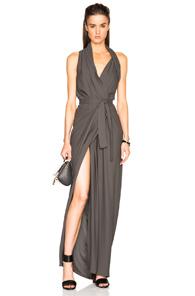 Rick Owens Cady Limo Wrap Dress In Gray