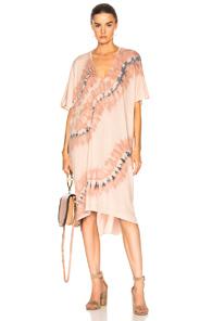 Raquel Allegra V Neck Dress In Neutrals,ombre & Tie Dye
