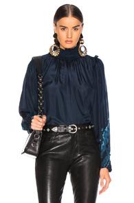 Raquel Allegra Victorian Blouse In Blue,tie Dye
