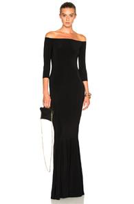 Norma Kamali Off Shoulder Fishtail Dress In Black