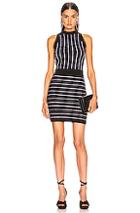 Balmain Short Sleeveless Striped Dress In Black,stripes