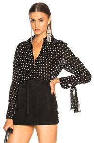 Saint Laurent Classic Crepe Viscose Polka Dot Shirt In Black,geometric Print