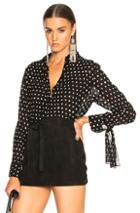Saint Laurent Classic Crepe Viscose Polka Dot Shirt In Black,geometric Print