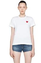 Comme Des Garcons Play Cotton Red Emblem Tee In White