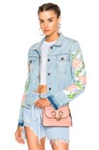 Off-white Diagonal Tulips Denim Slim Jacket In Blue,floral