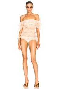 Zimmermann Painted Heart Love One Piece In Pink