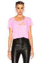 Unravel Distressed Jersey Basic Tee In Pink