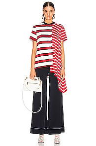 Monse Asymmetrical Rugby Tee In Blue,red,stripes