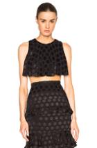 Cushnie Et Ochs Satin Dot Cropped Top In Black,geometric Print
