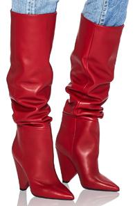 Saint Laurent Niki Thigh High Boots In Red