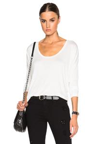 T By Alexander Wang Long Sleeve Low Neck Tee In White