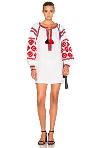 March 11 Geometrical Tunic Top In White,red,geometric Print