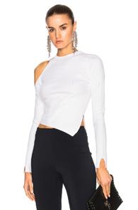 Cushnie Et Ochs Long Sleeved Single Cold Shoulder Crop Top In White
