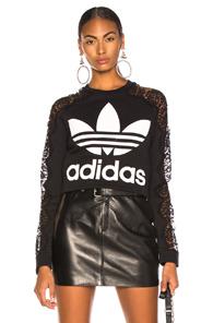Stella Mccartney X Adidas Lace Sleeve Logo Sweatshirt In Black