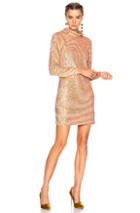 Ashish Sequin Roll Neck Dress In Metallics,pink