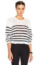 T By Alexander Wang Raw Edge Cropped Sweater In Stripes,white
