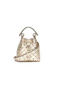 Valentino Small Metallic Rockstud Spike Bucket Bag In Metallics