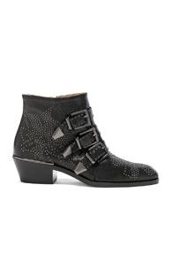 Chloe Susanna Metallic Leather Studded Booties In Black