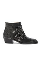 Chloe Susanna Metallic Leather Studded Booties In Black