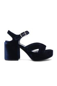 Jil Sander Velvet Heels In Blue