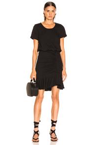 Veronica Beard Pima Ruched Dress With Flounce In Black