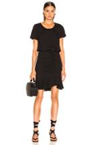 Veronica Beard Pima Ruched Dress With Flounce In Black