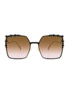 Fendi Square Embellished Sunglasses In Metallics