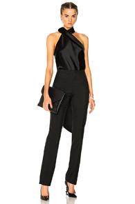 Galvan Asymmetric Sash Neck Top In Black