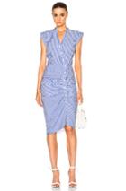Veronica Beard Ruched Shirt Dress In White,blue,stripes