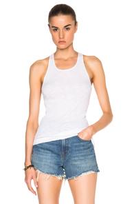 Enza Costa Rib Fitted Racer Tank Top In White